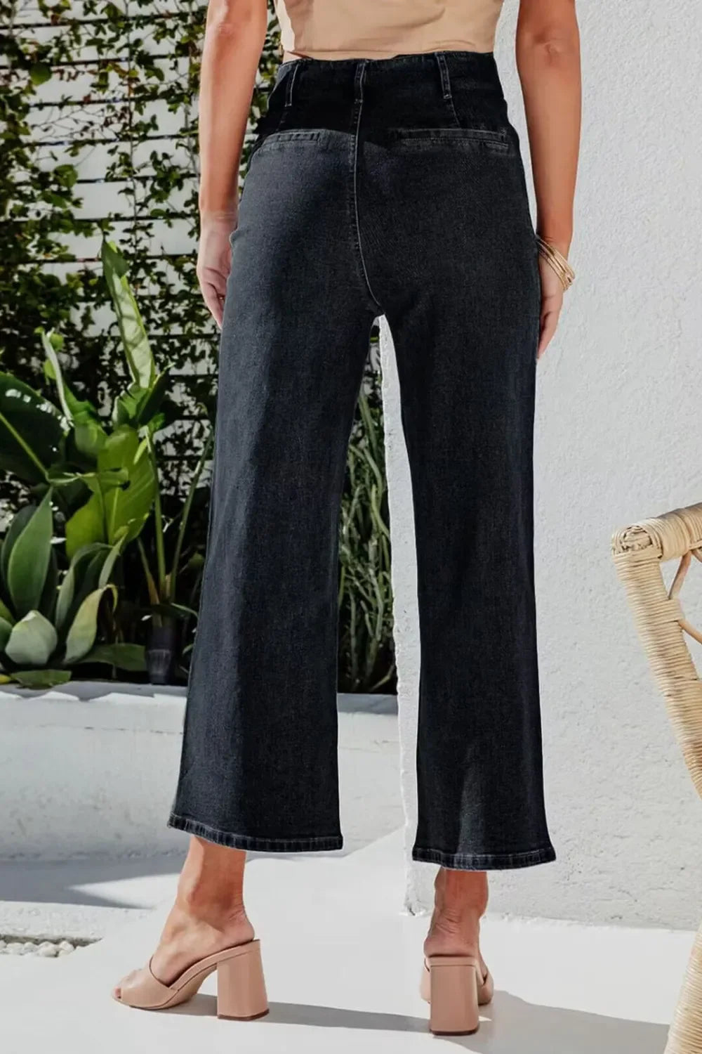 Savannah Inspired Button Fly Cropped Wide Leg Denim Jeans - Southern Shores Clothing