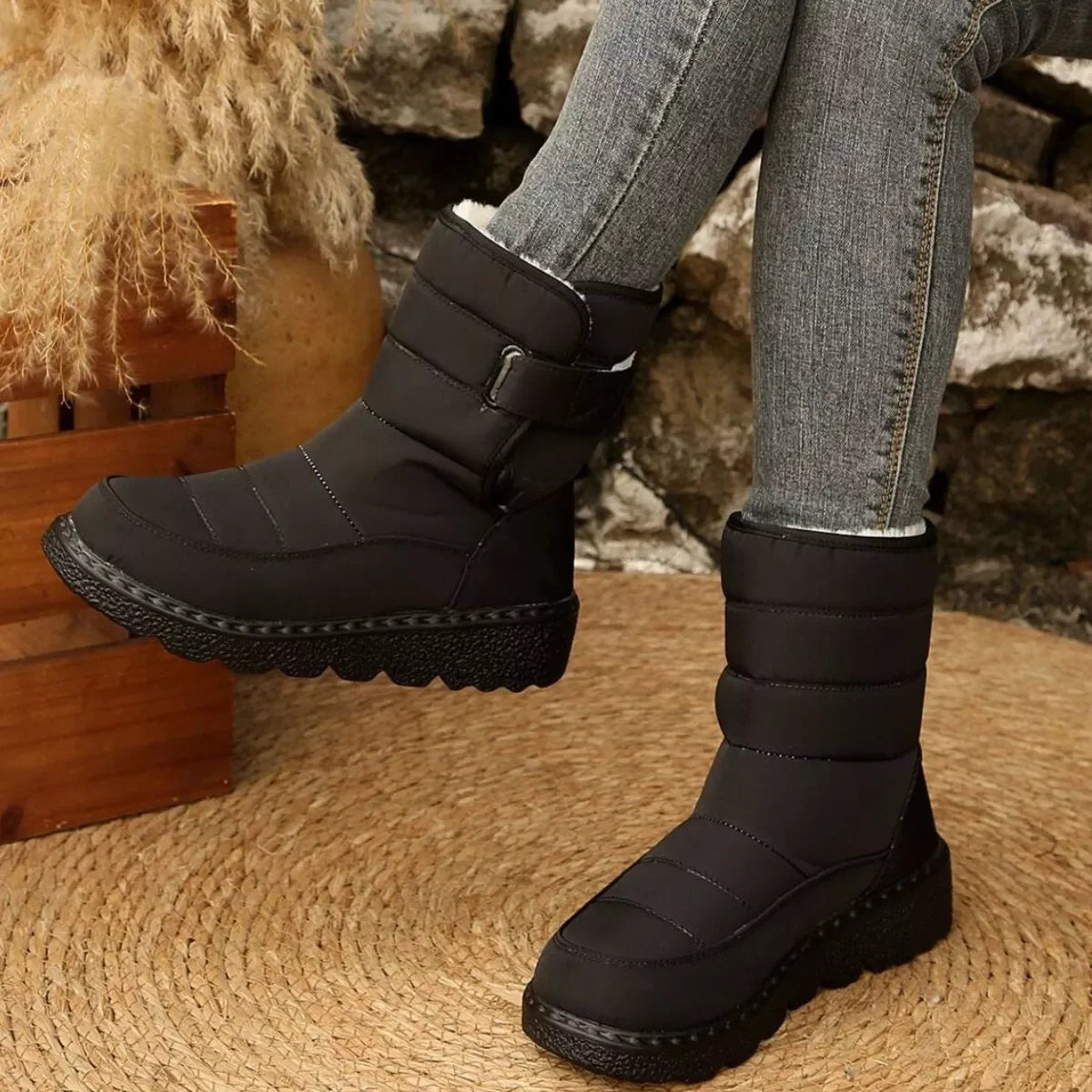 Round Toe Platform Boots With Flat Heel Style