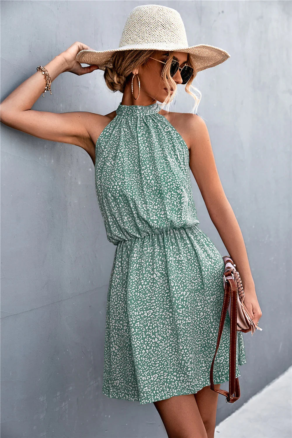 Floral Tied Sleeveless Mini Dress - Southern Shores Clothing