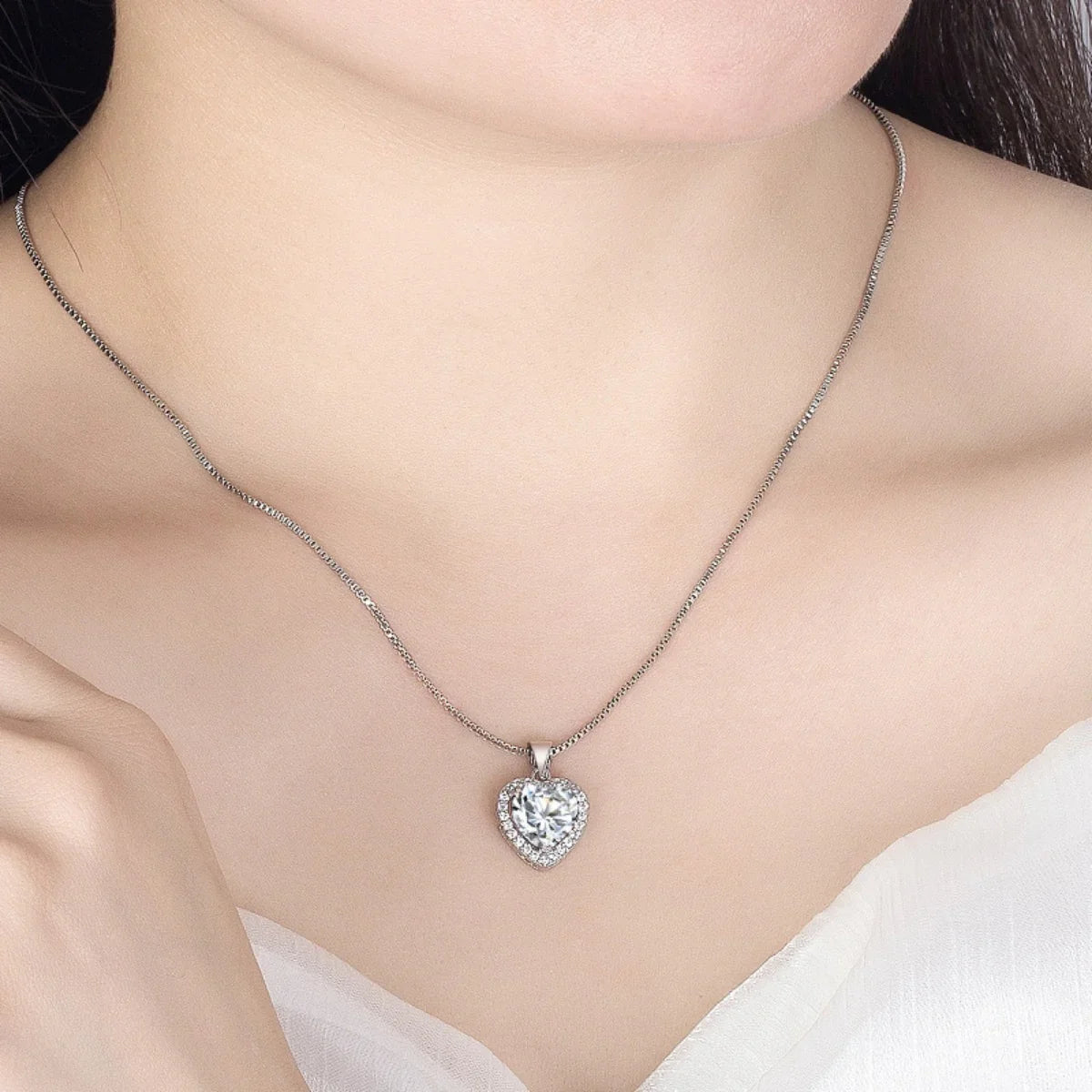 2 Carat Moissanite Heart Pendant Necklace Sterling Silver - Southern Shores Clothing
