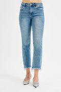 High Rise Crop Straight Denim Jeans Plus Size Stretch - Southern Shores Clothing