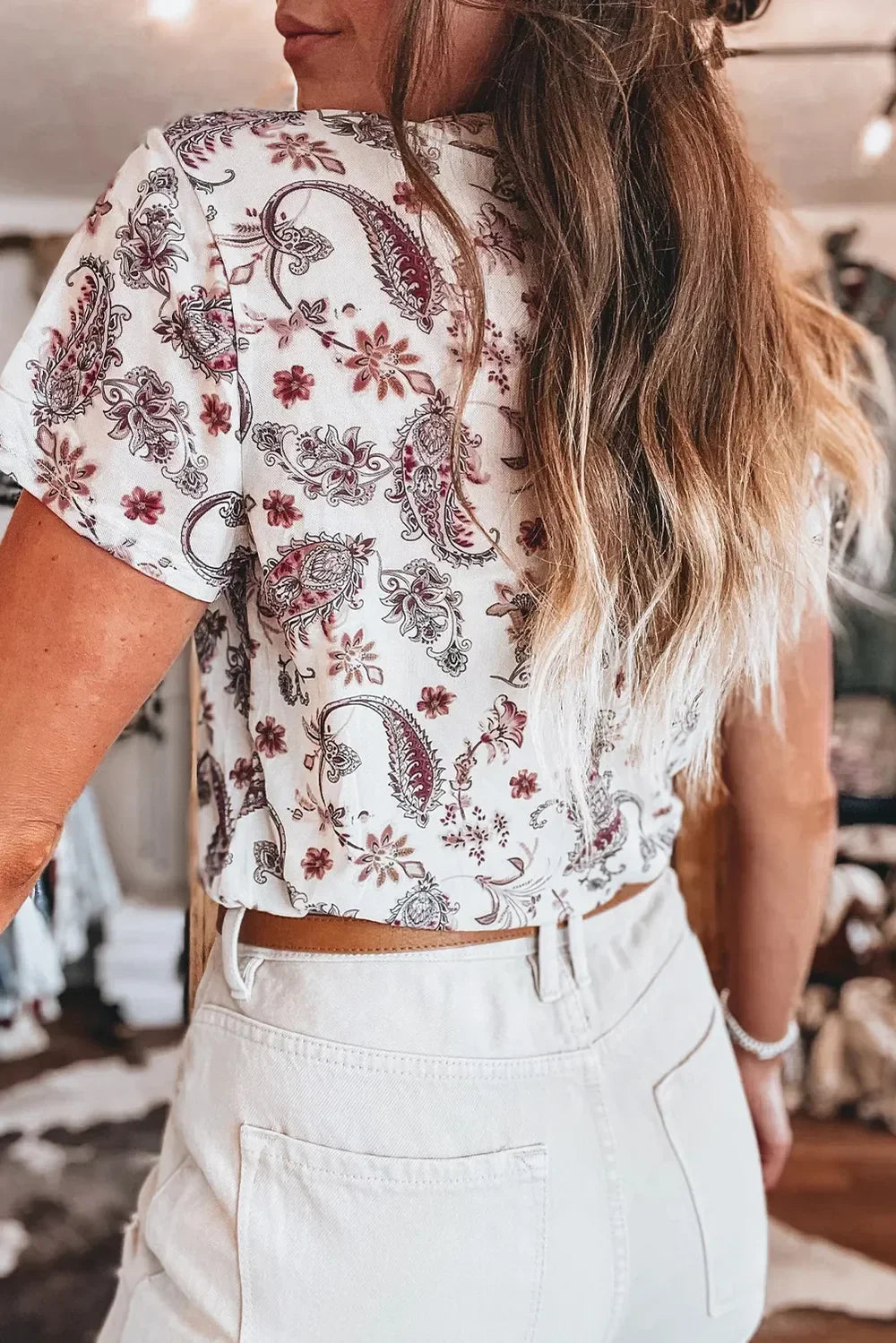 Paisley Mock Neck T Shirt With Stretchy Fit - Southern Shores Clothing