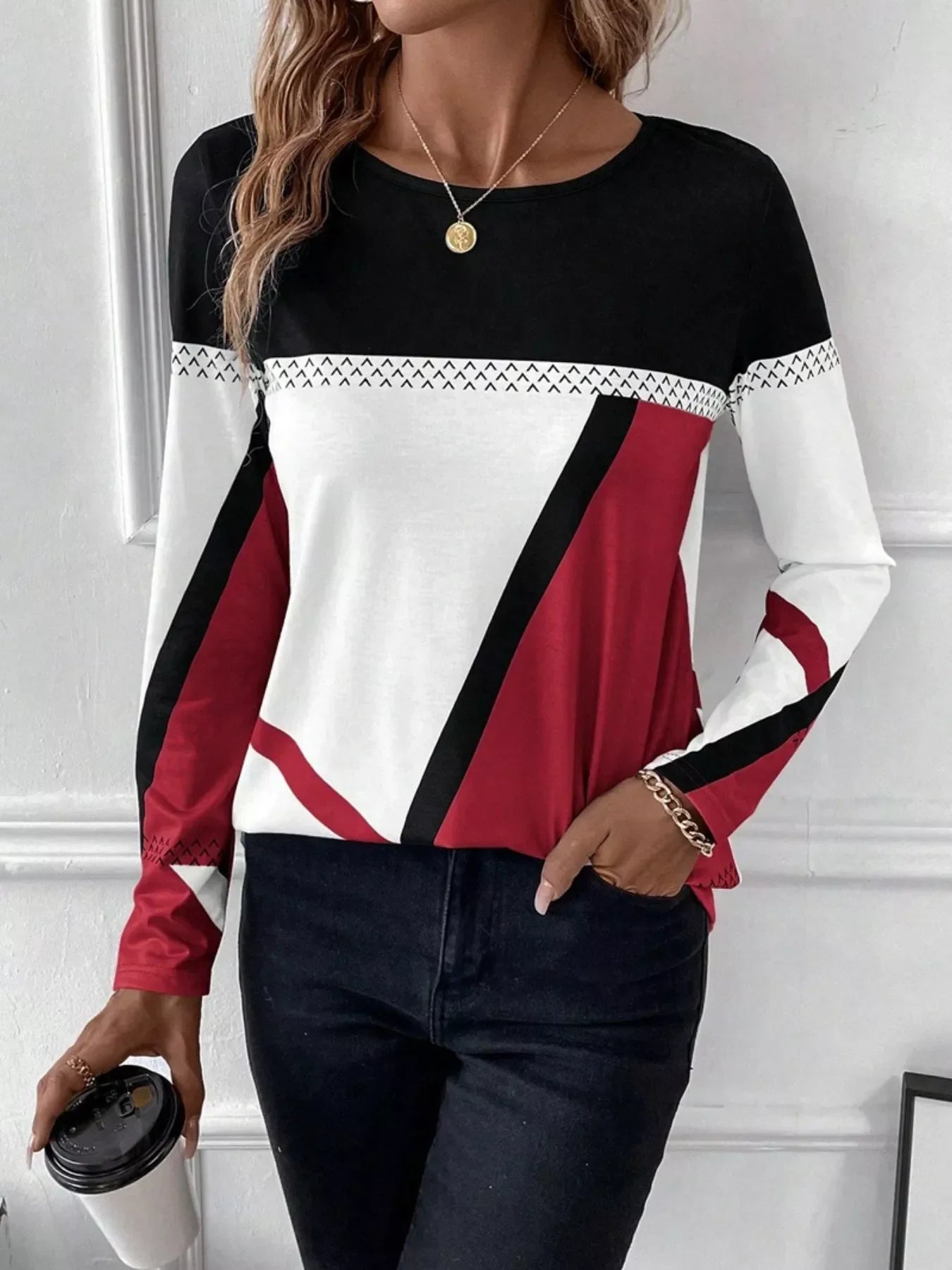 Color Block Long Sleeve T-Shirt - Southern Shores Clothing