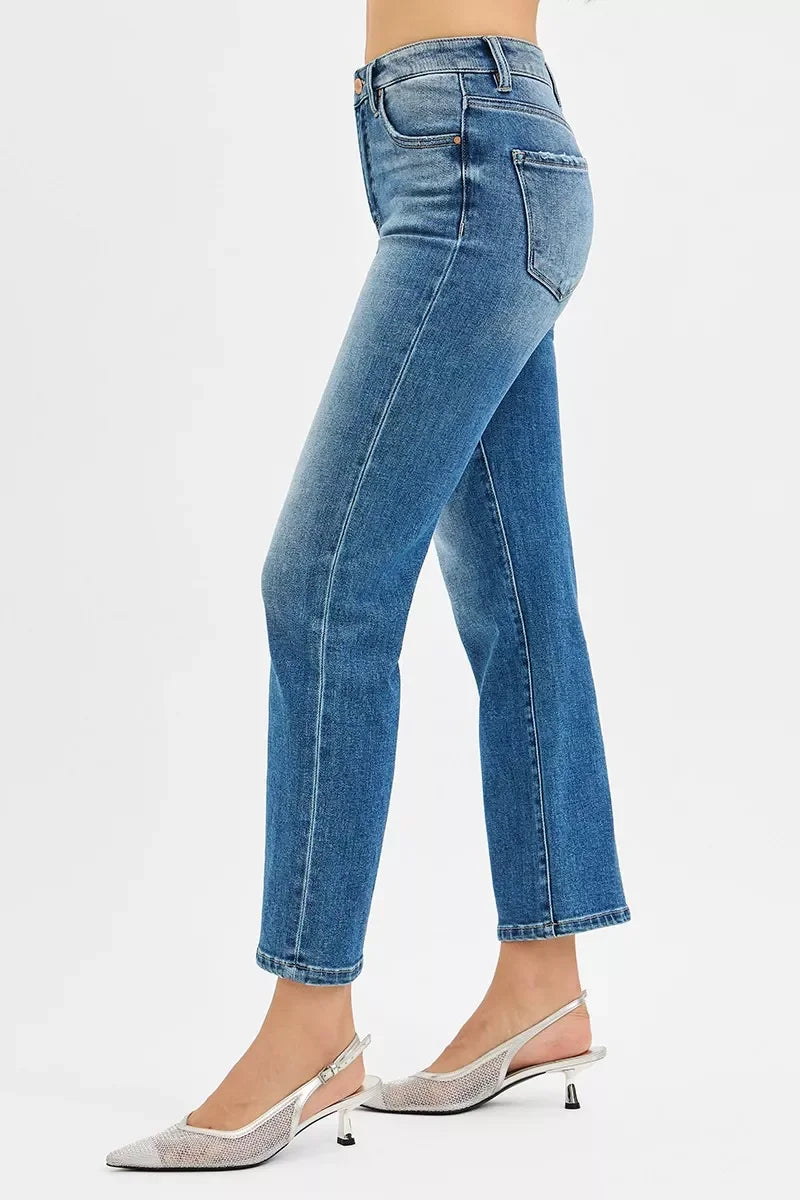 Tummy Control High Rise Crop Straight Denim Jeans - Southern Shores Clothing