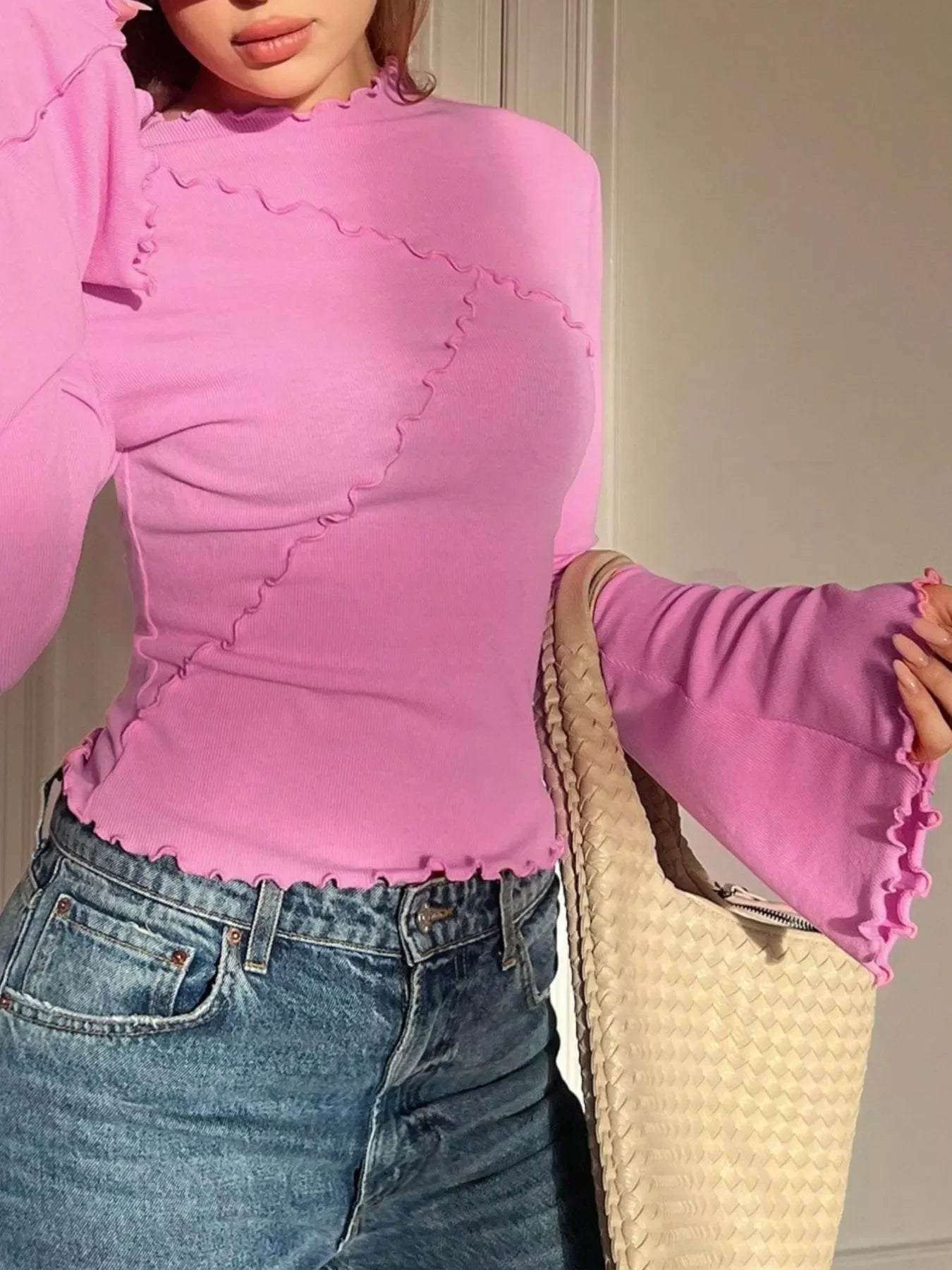 Lettuce Edge Flare Sleeve Top - Southern Shores Clothing