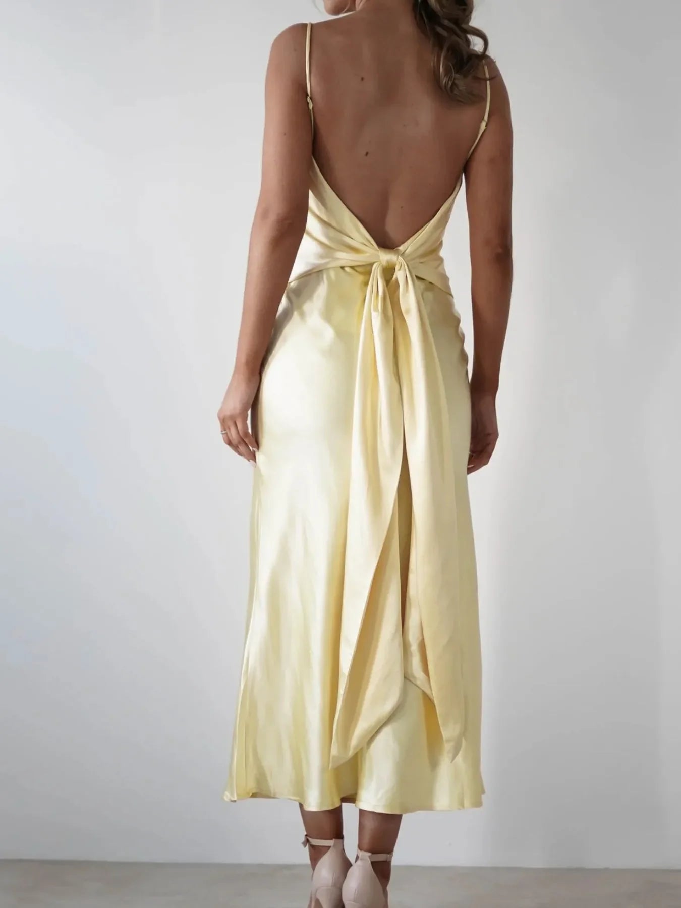 Satin Backless Cami Dress For Coastal Wear - Southern Shores Clothing