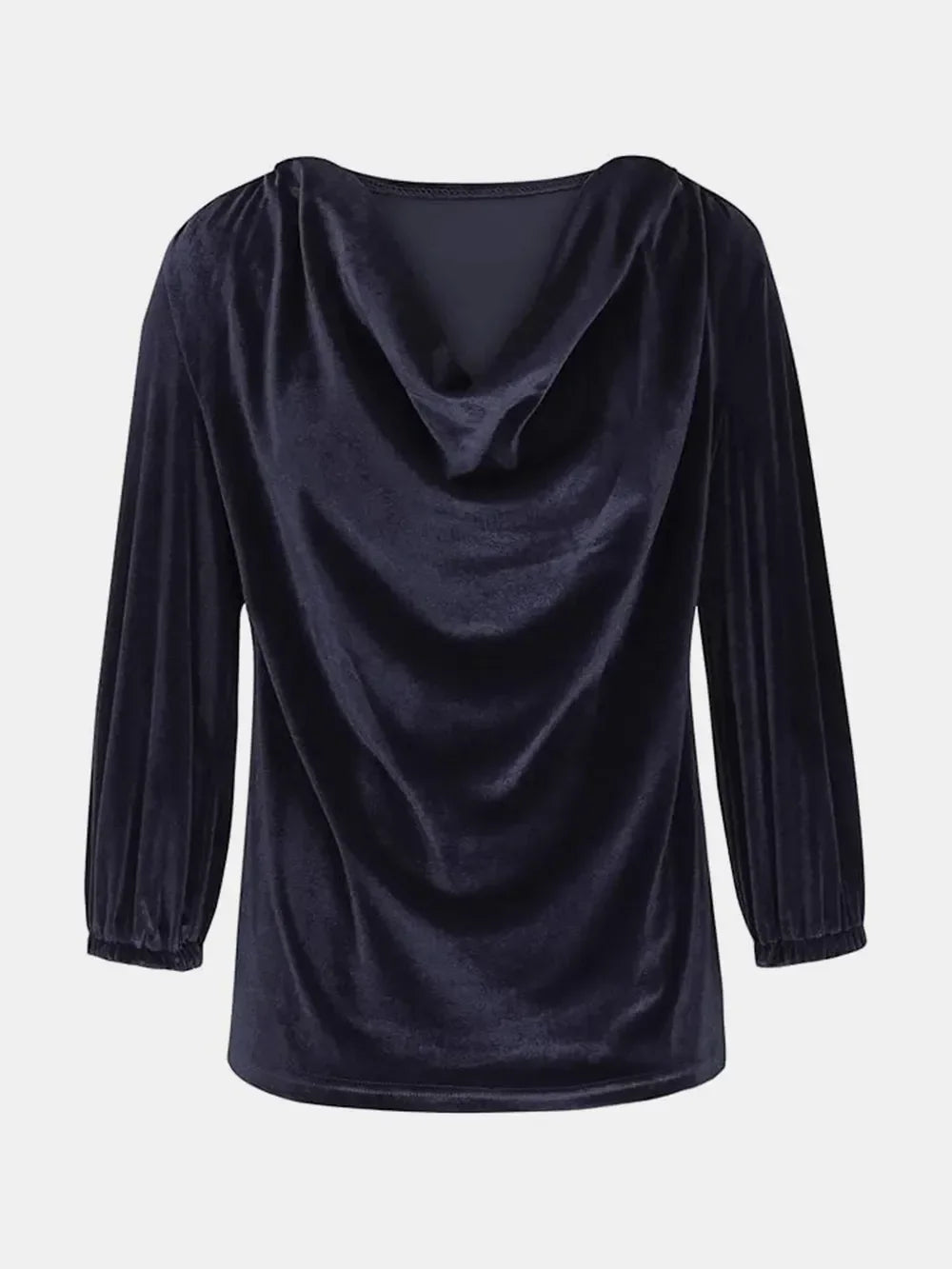 Stretchy Cowl Neck Three-Quarter Sleeve Top - Southern Shores Clothing