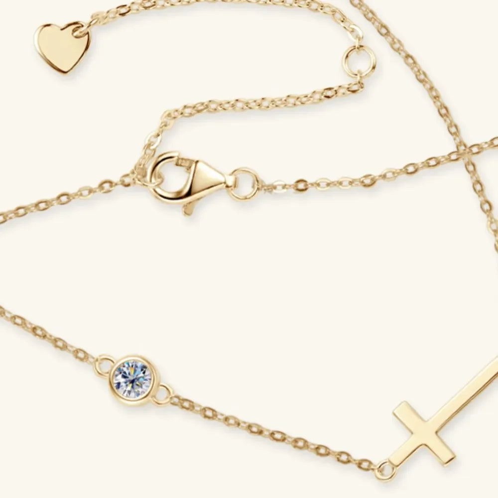 Moissanite Cross Necklace Sterling Silver - Southern Shores Clothing