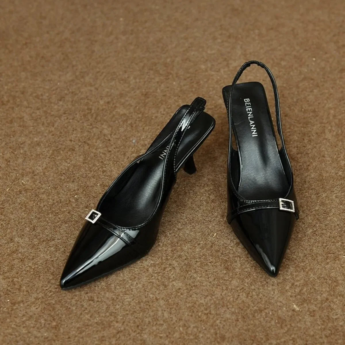 Elegant Pointed Toe Slingback Pumps Low Heel
