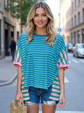 Striped Oversized T Shirt With Relaxed Fit - Southern Shores Clothing