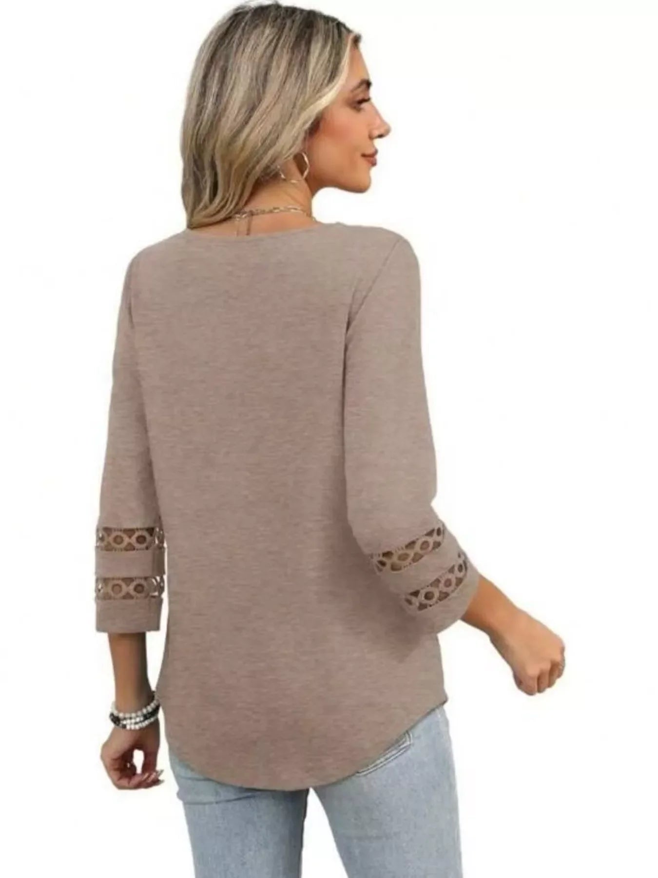 Full Size V-Neck 3/4 Sleeve T-Shirt Plus Size - Southern Shores Clothing