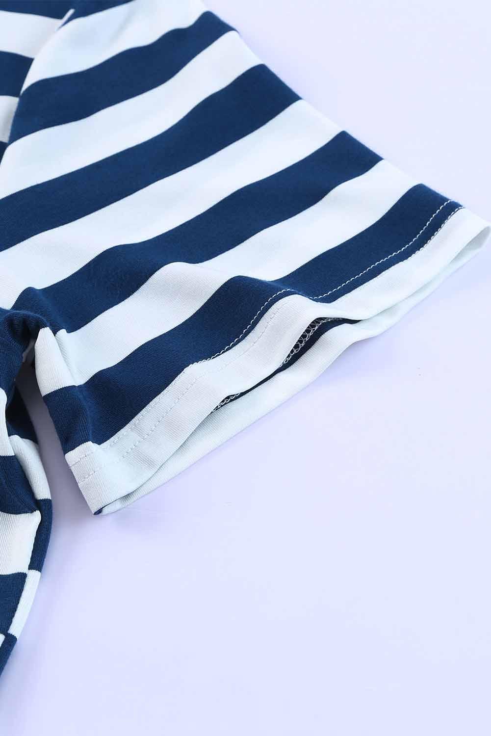 Striped V-Neck Short Sleeve Side Slit Dress - Southern Shores Clothing