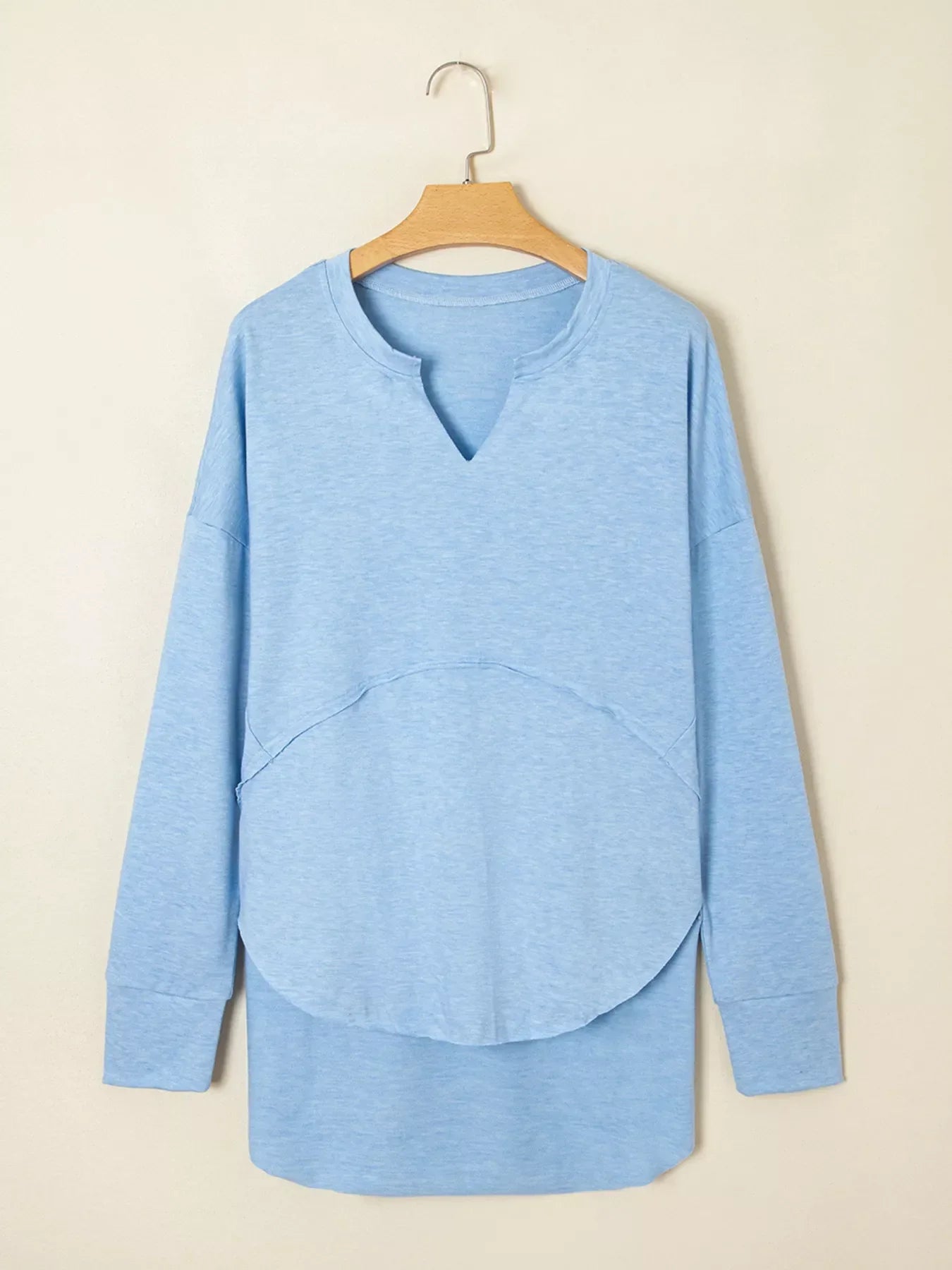 Notched Terry Long Sleeve Top - Southern Shores Clothing
