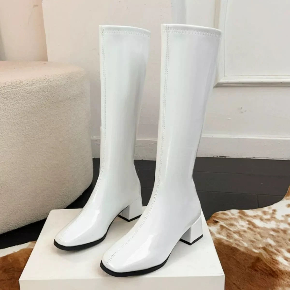 Square Toe Block Heel Boots Classic Design