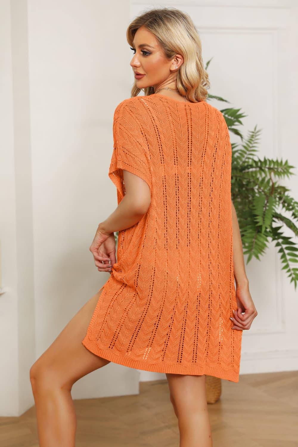 Openwork Side Slit Knit Dress for Casual Beachwear - Southern Shores Clothing