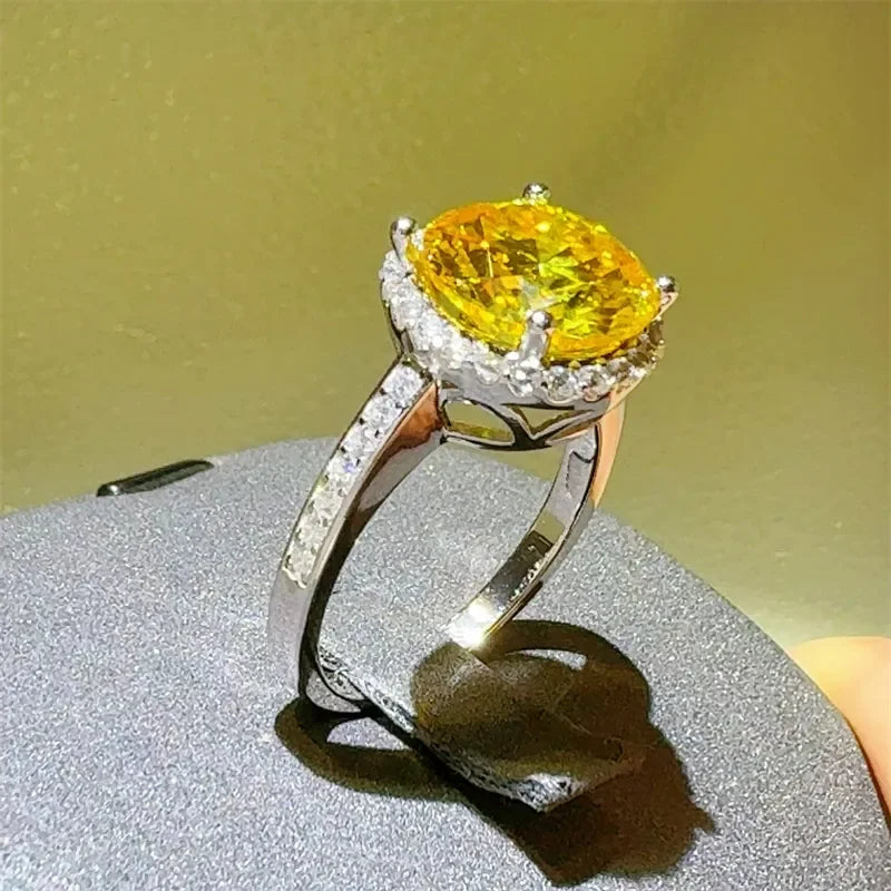 3 Carat Moissanite Zircon Halo Sterling Silver Ring - Southern Shores Clothing