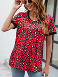 Leopard Print V-Neck Long T-Shirt With Stretchy Fabric - Southern Shores Clothing