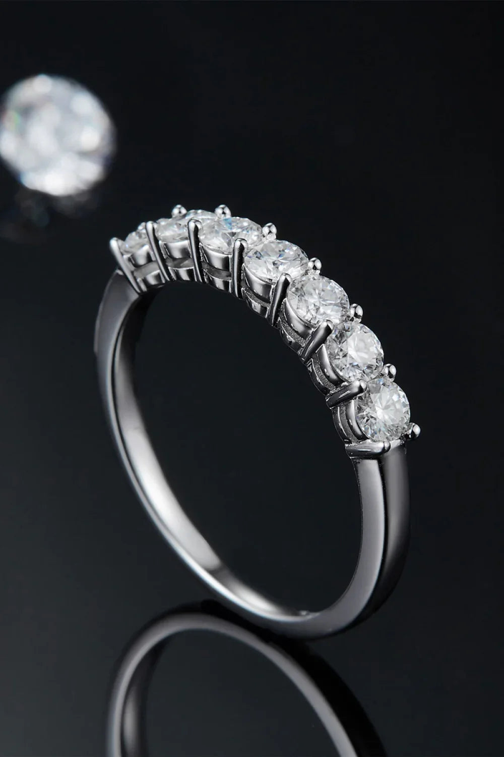 Moissanite Minimalist Ring, Platinum-Plated Silver - Southern Shores Clothing
