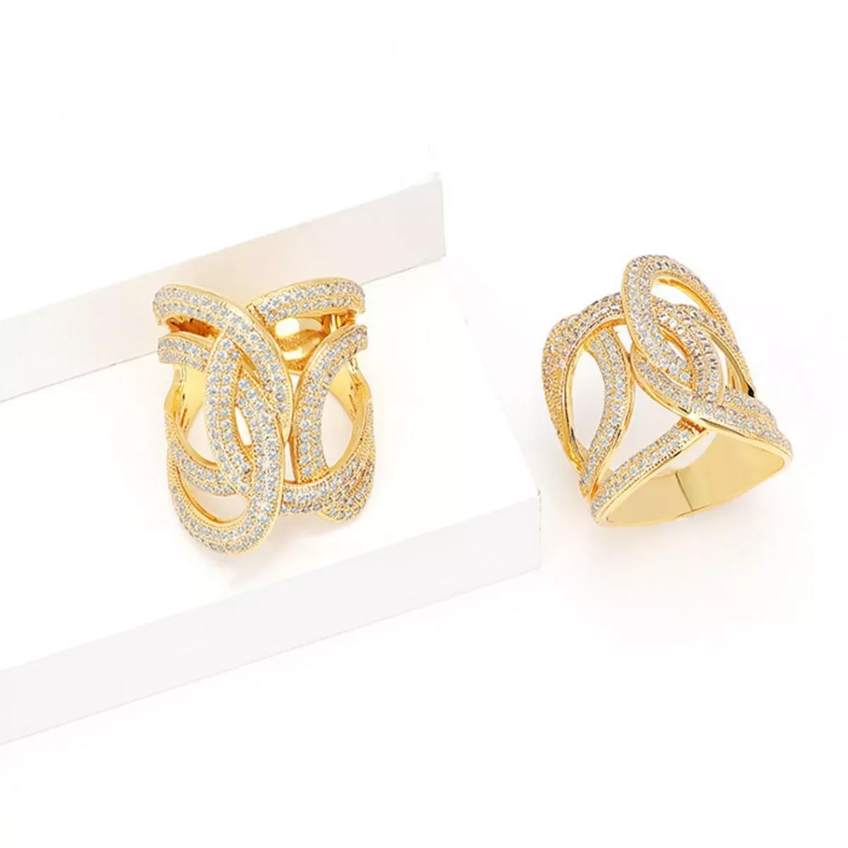 18K Plated Zircon Interwoven Ring Gold Tone - Southern Shores Clothing