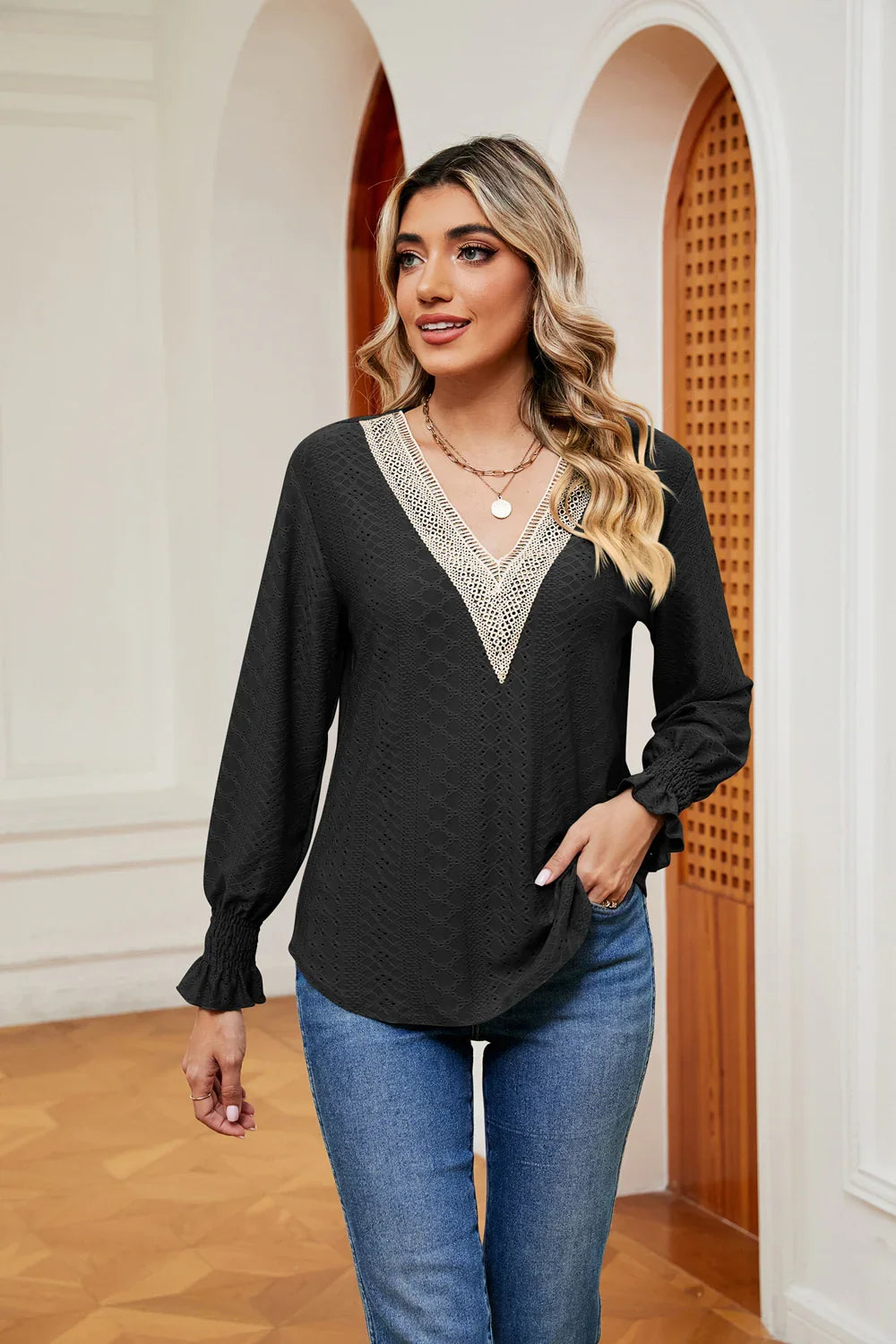 Southern Shores Clothing Slightly Stretchy Flounce Sleeve Blouse With Rayon Blend Fabric - Southern Shores Clothing