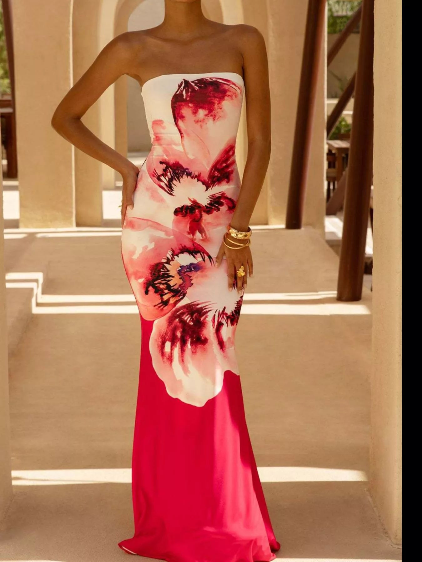 Tube Bodycon Maxi Dress With Split Silhouette