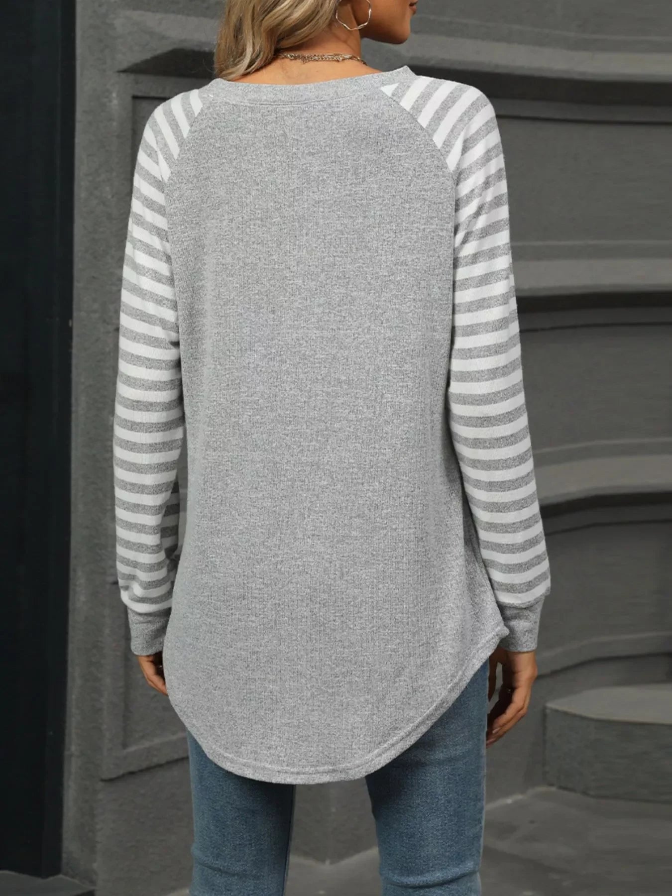Striped Raglan Sleeve Round Neck T Shirt - Southern Shores Clothing