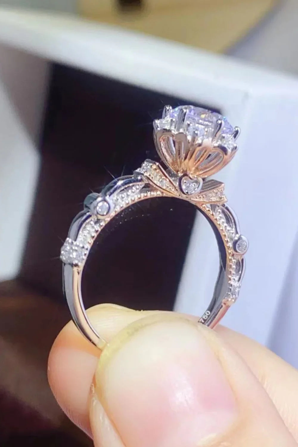 Moissanite Sterling Silver Ring With Zircon Accents - Southern Shores Clothing