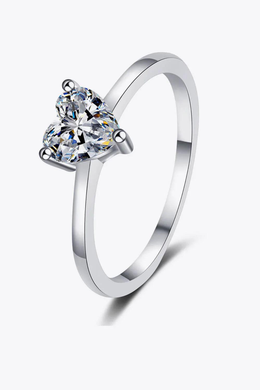 Sterling Silver Heart Moissanite Ring Classic Solitaire - Southern Shores Clothing