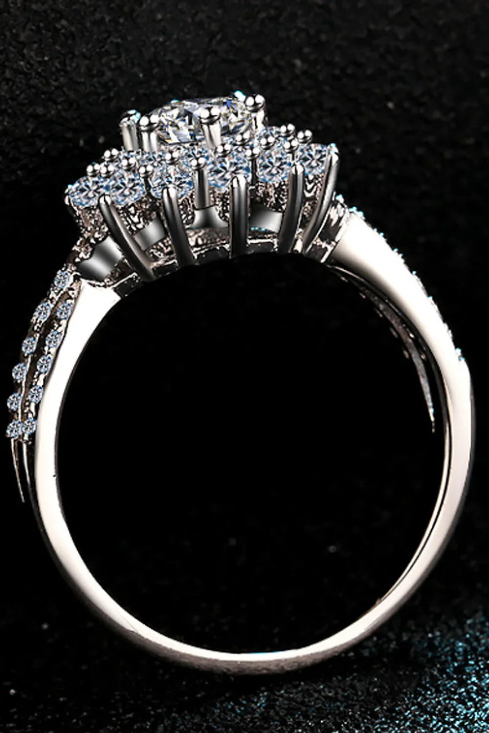 Moissanite Flower-Shape Split Shank Ring - Southern Shores Clothing