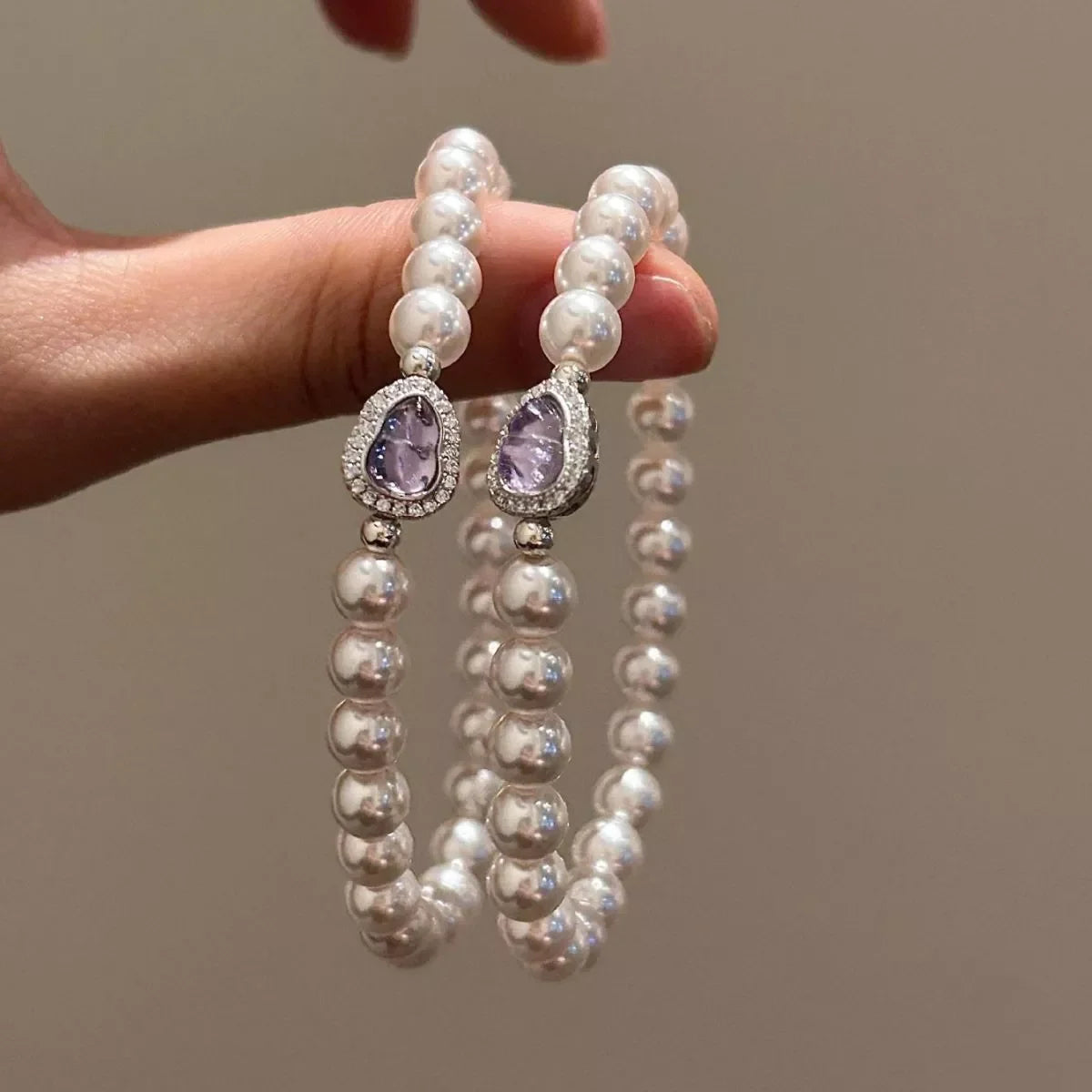 Pearl Gourd Bracelet With Teardrop Pendant And Crystal Accents - Southern Shores Clothing