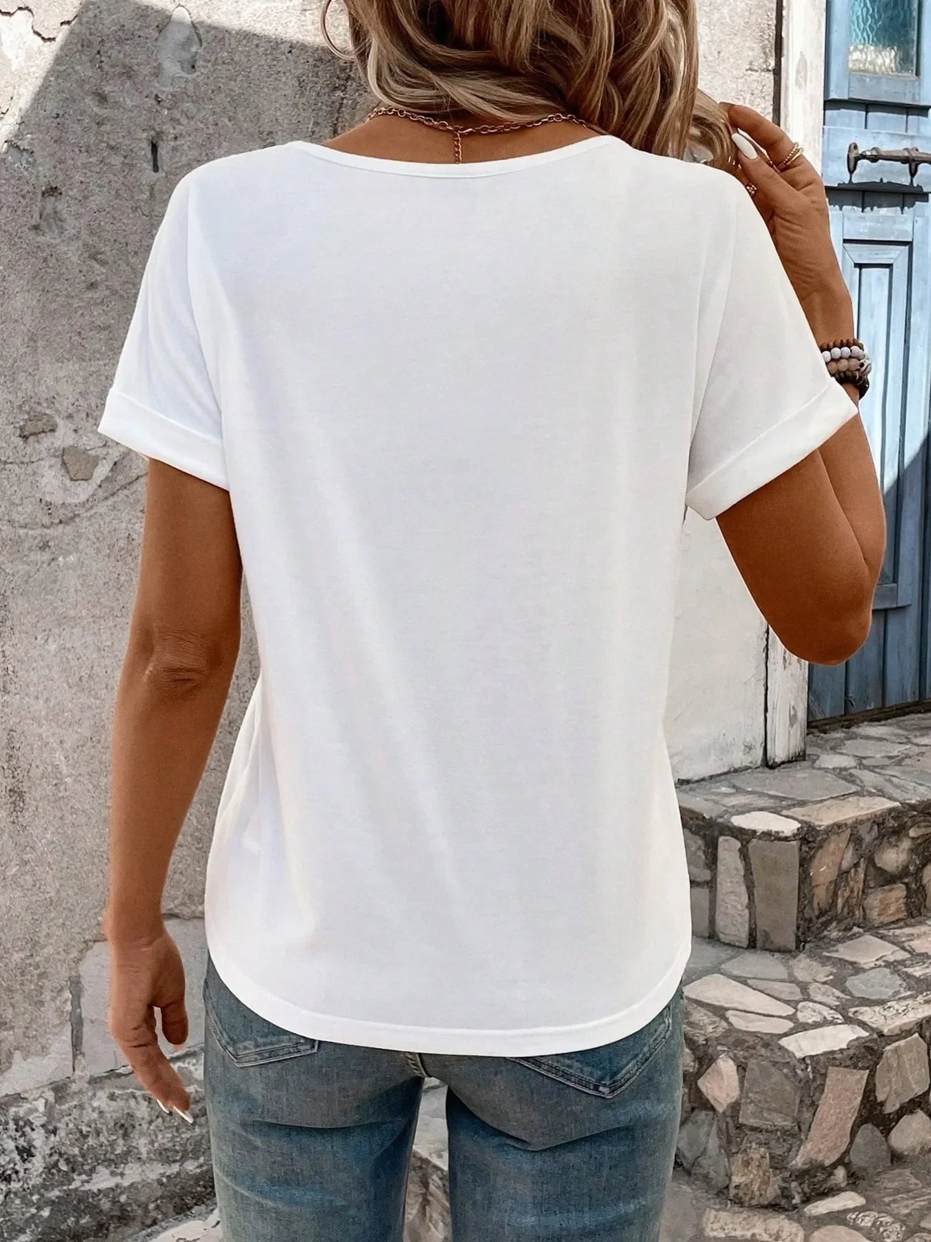 Triple Strap V-Neck Short Sleeve Stretch T-Shirt - Southern Shores Clothing
