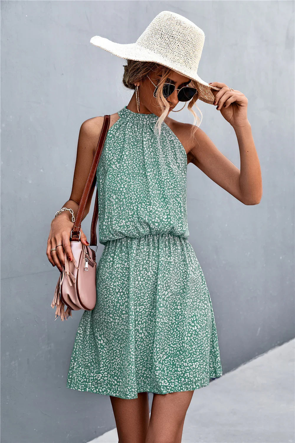 Floral Tied Sleeveless Mini Dress - Southern Shores Clothing