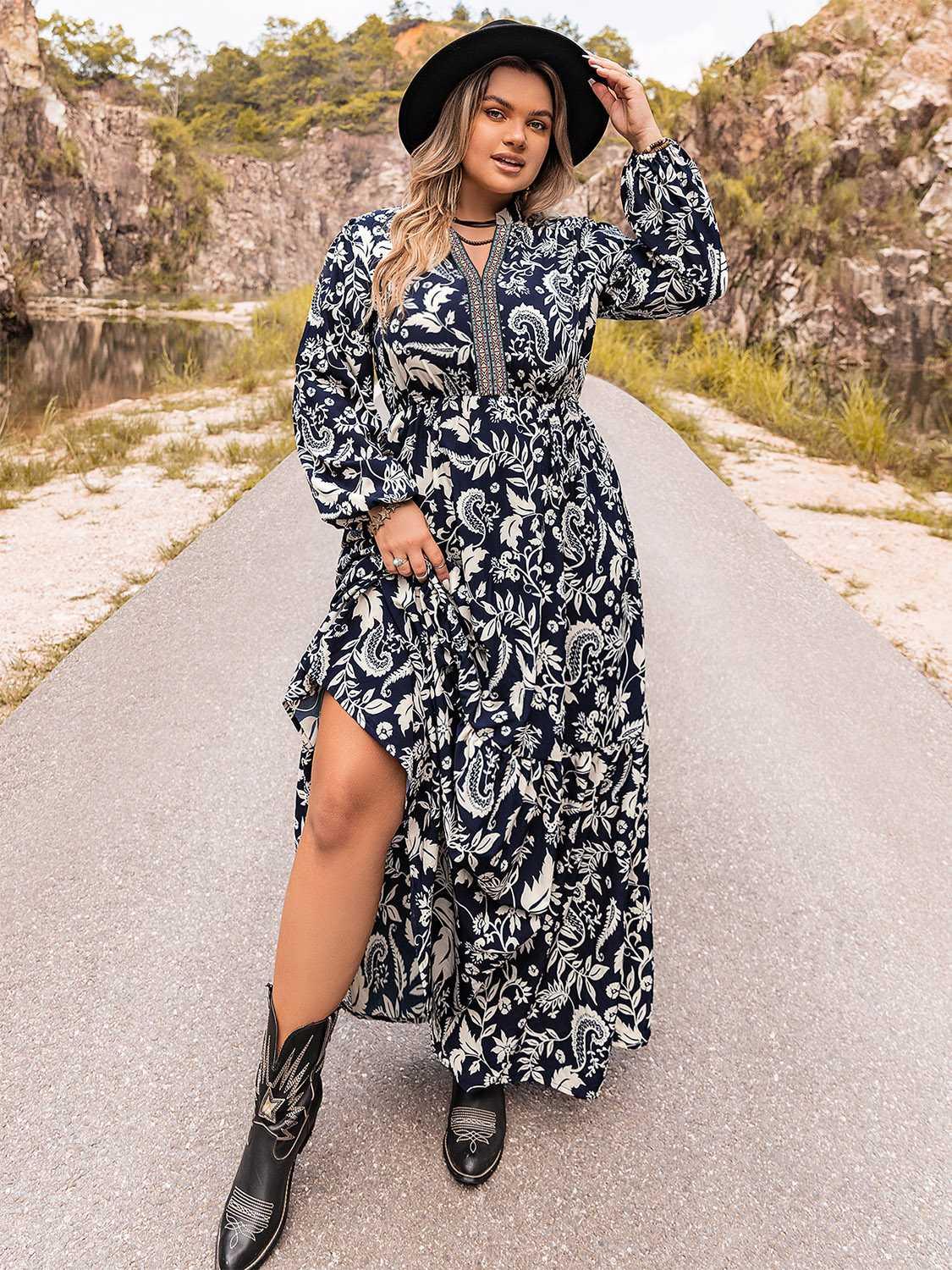 Plus Size Long Sleeve Maxi Dress - Southern Shores Clothing