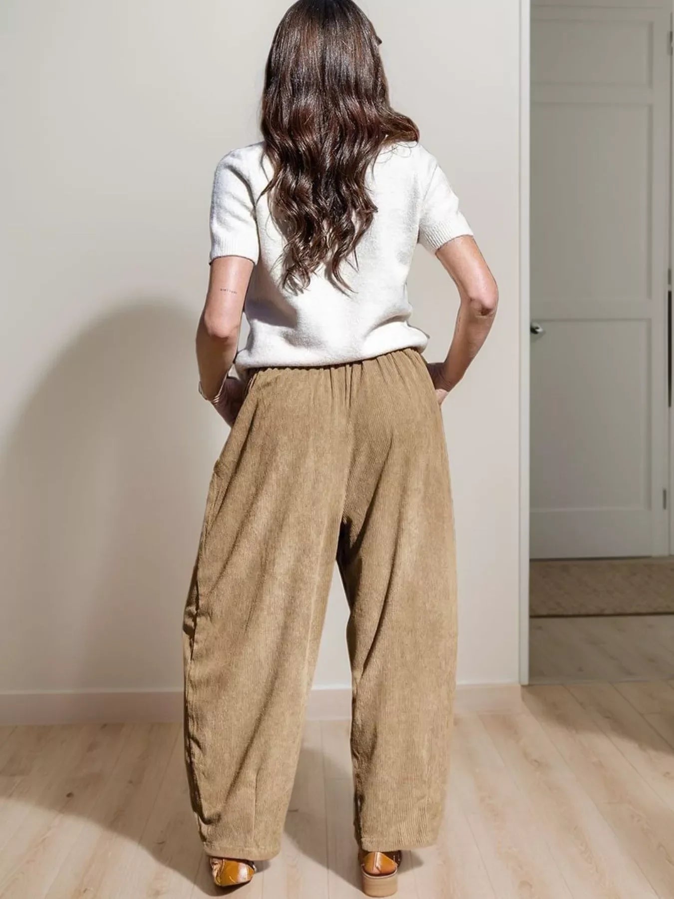 Casual Corduroy Wide Leg Pants With Pockets - Southern Shores Clothing