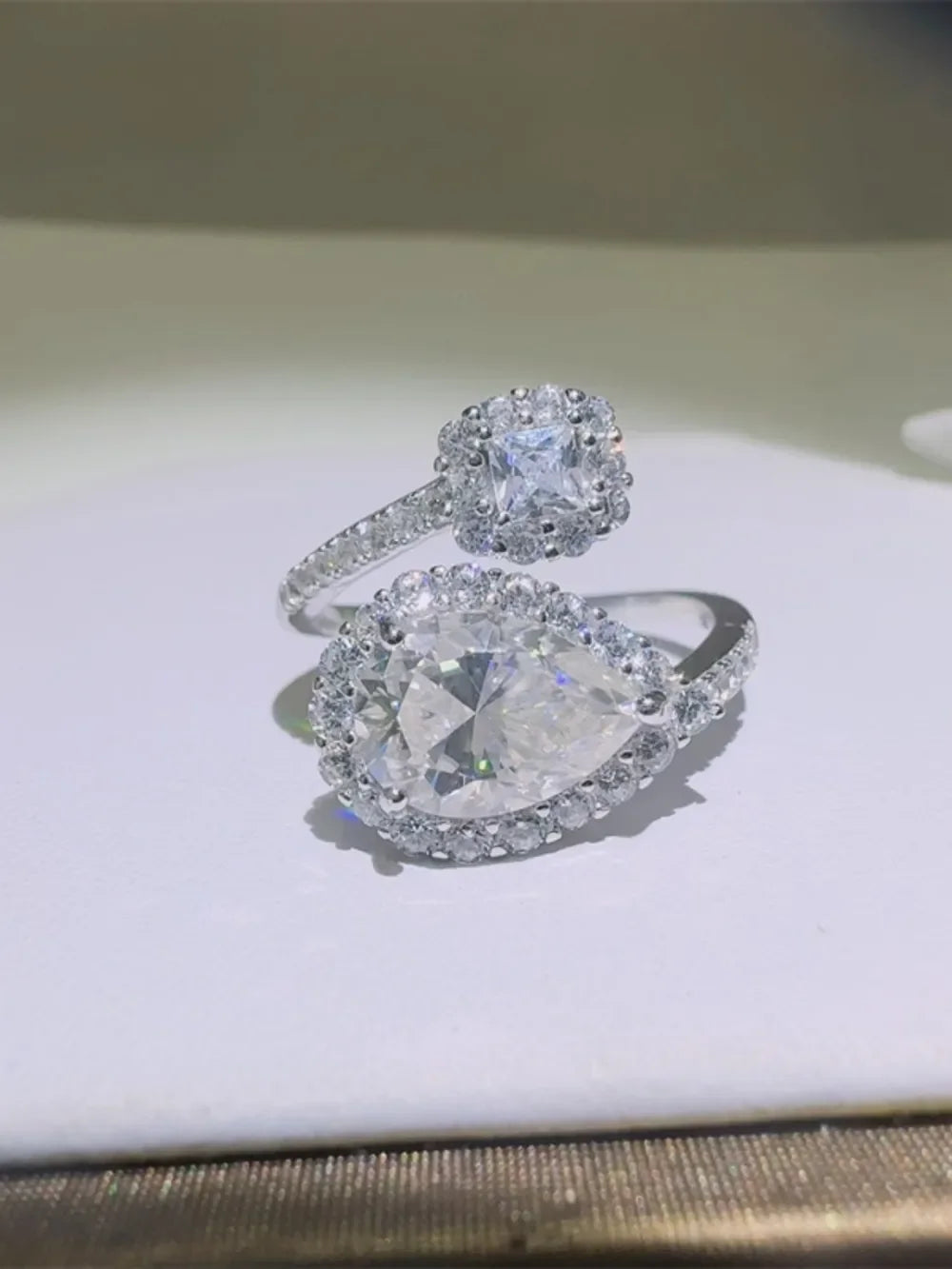 2 Carat Moissanite Sterling Silver Bypass Ring - Southern Shores Clothing