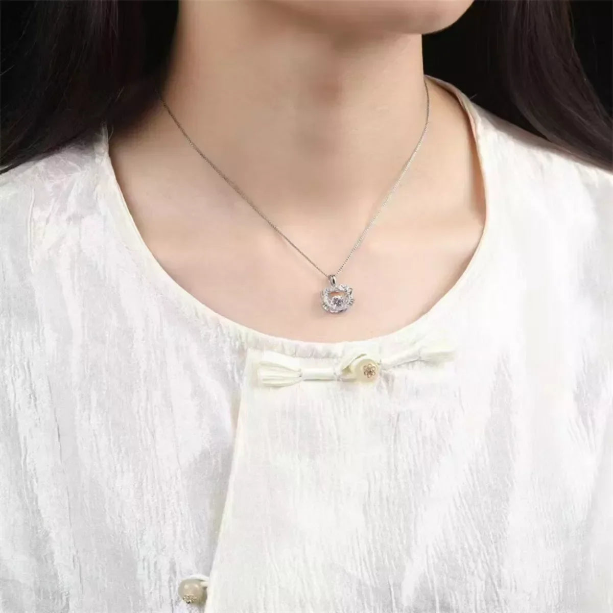 2 Carat Moissanite Pendant Platinum-Plated Sterling Silver - Southern Shores Clothing