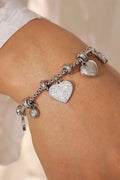 Titanium Steel Zircon Heart Charm Bracelet 18K Gold-Plated - Southern Shores Clothing