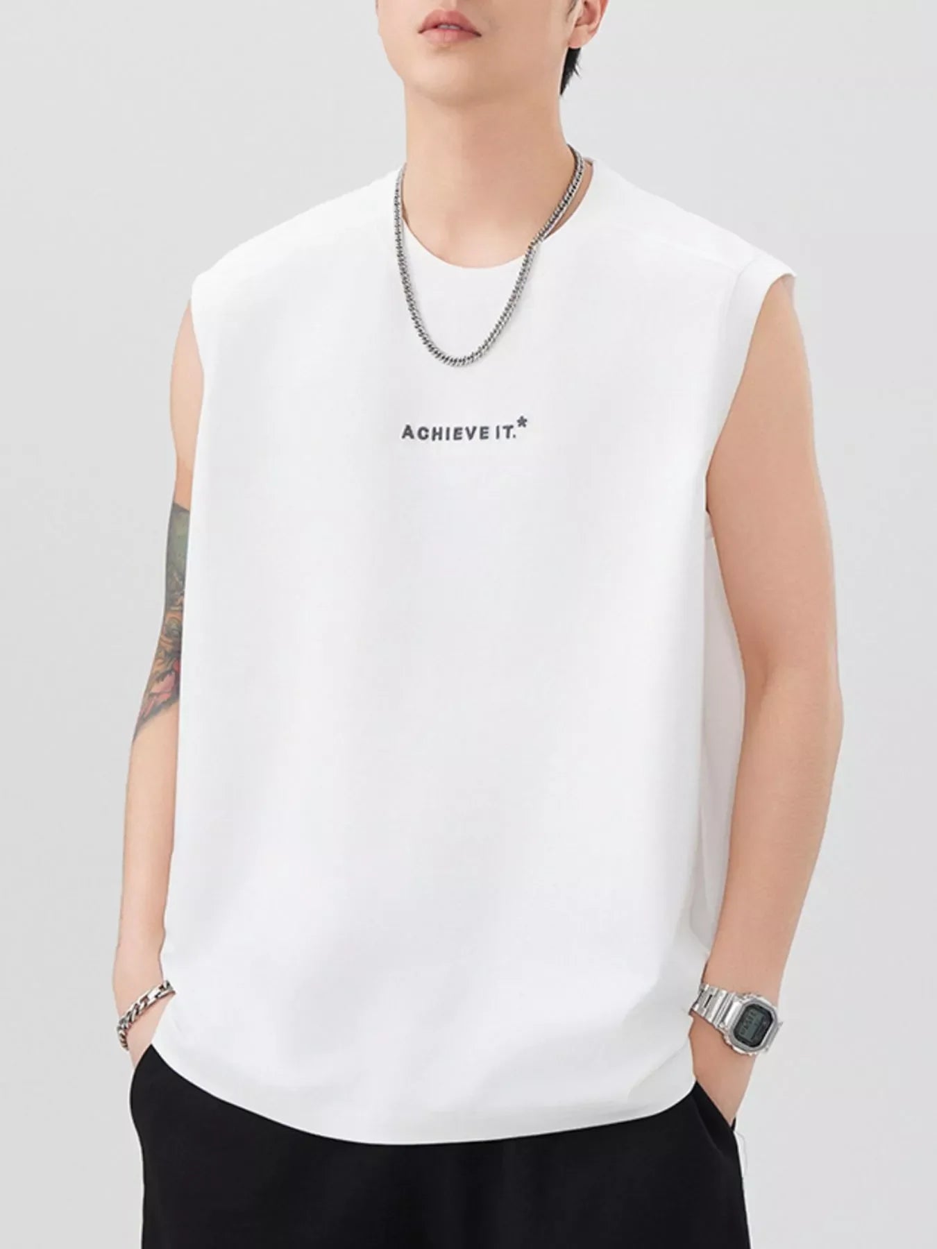 Plus Size Letter Round Neck Tank Top Cotton Polyester Blend - Southern Shores Clothing
