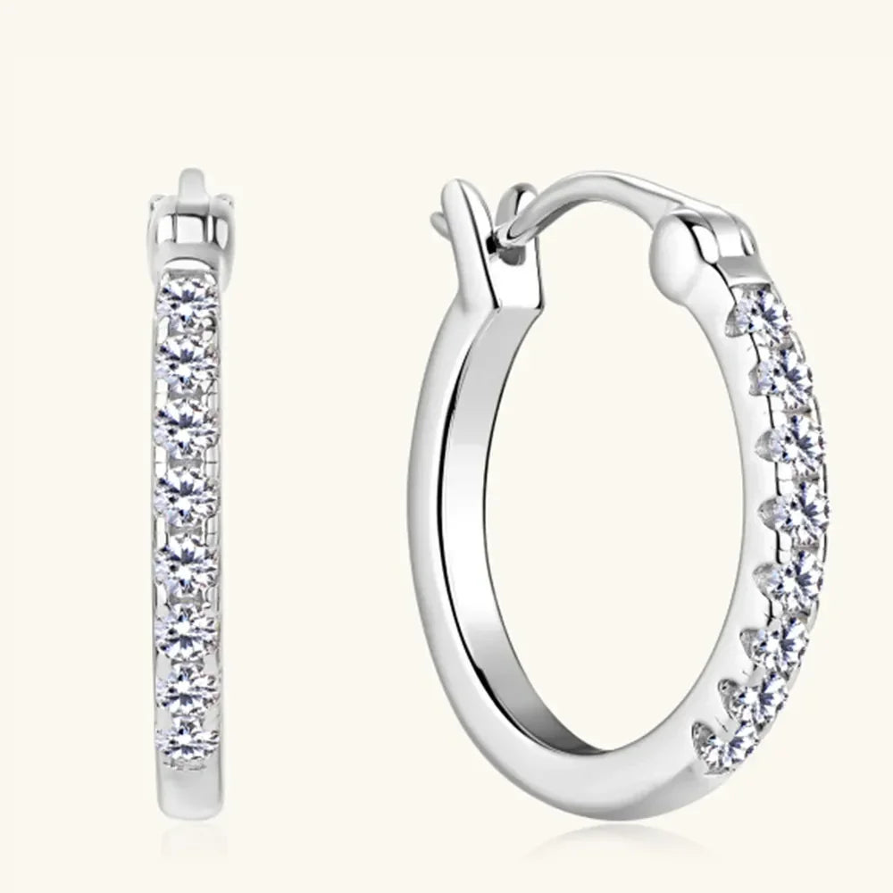 Sterling Silver Moissanite Huggie Earrings - Southern Shores Clothing