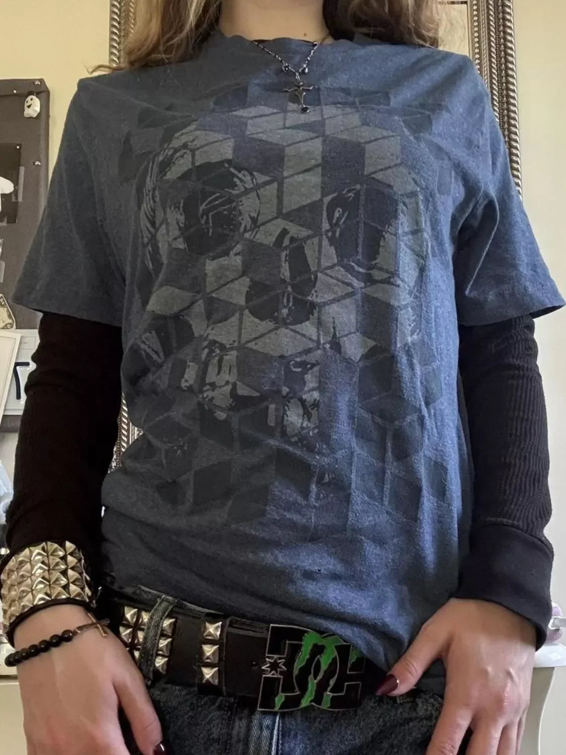 Skull Graphic Round Neck Long Sleeve T-Shirt - Southern Shores Clothing