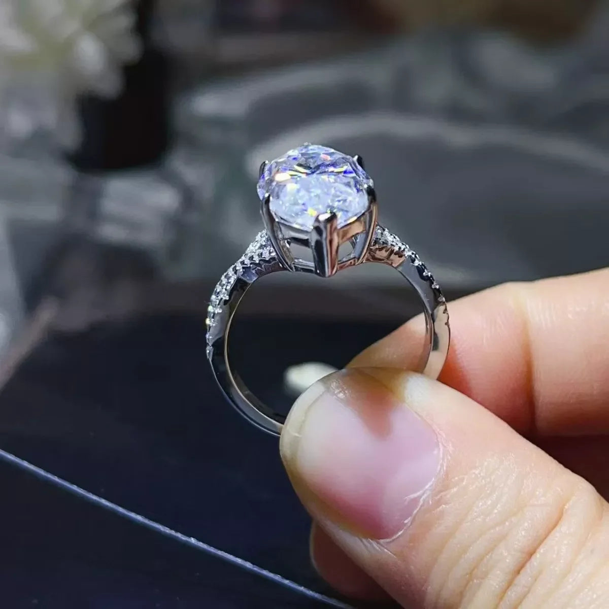 10 Carat Moissanite Ring In Platinum Plated Sterling Silver - Southern Shores Clothing