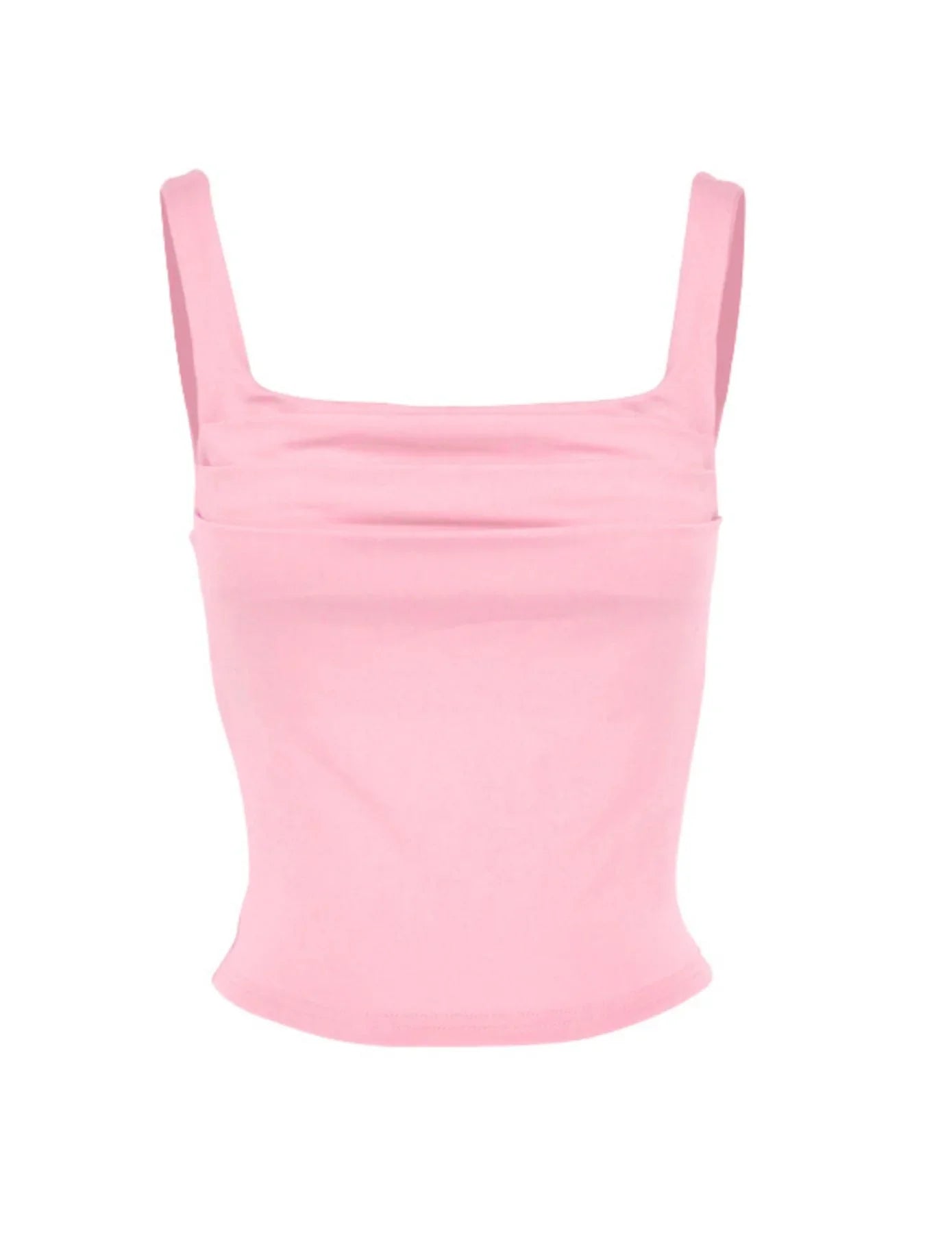 Ruched Square Neck Tank Top Polyester Stretch Sleeveless - Southern Shores Clothing