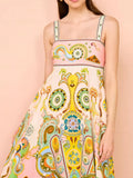 Paisley Print Square Neck Dress With Pockets And Smocked Bodice - Southern Shores Clothing