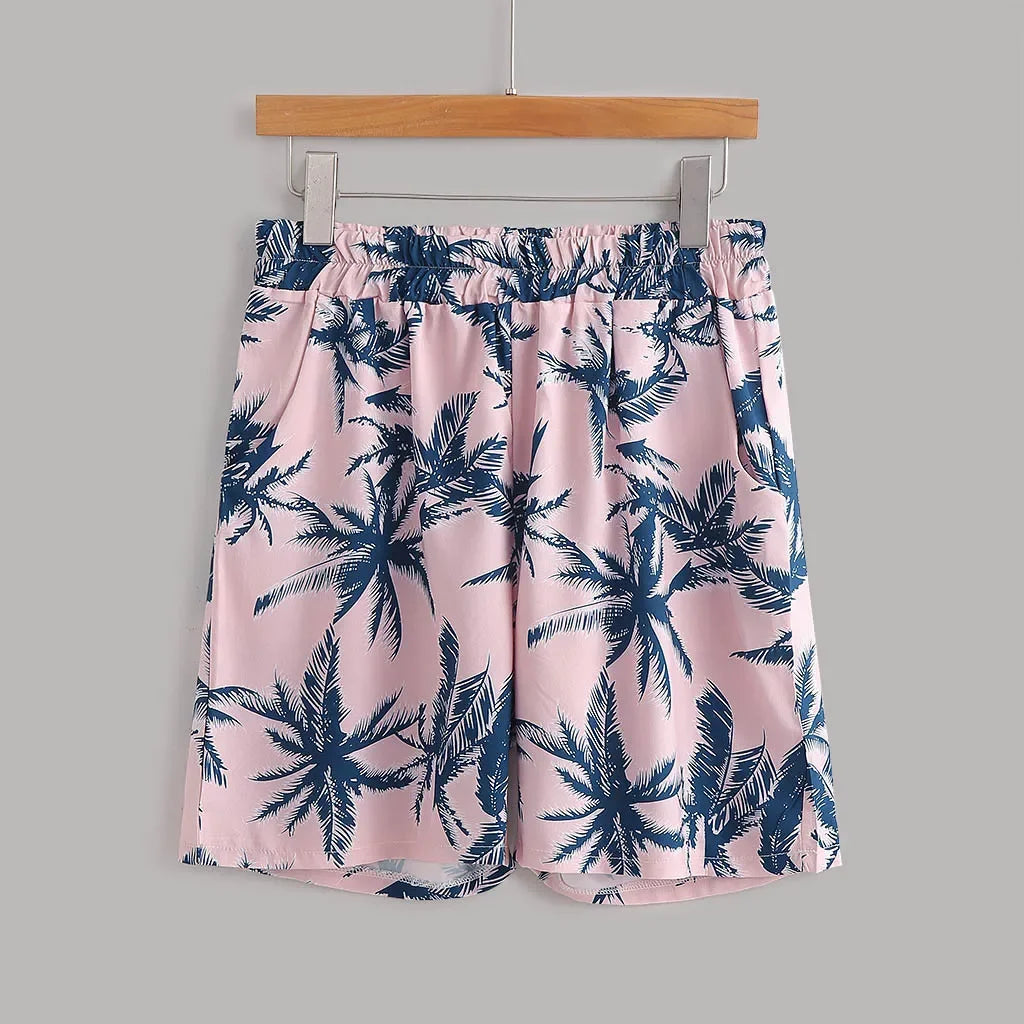 Men's Full Size Tropical Print Hawaiian Style Top and Shorts Set Plus Size - Southern Shores Clothing