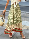 Geometric Print Elastic Waist Maxi Skirt - Southern Shores Clothing