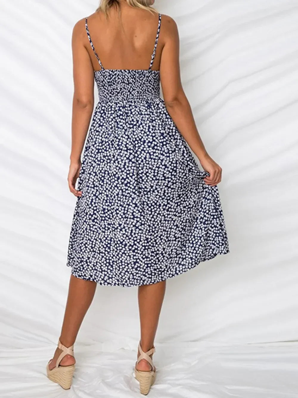 Cutout Smocked Sweetheart Neck Cami Dress - Southern Shores Clothing