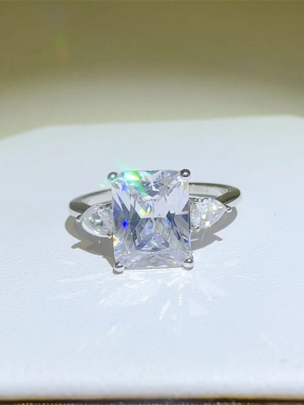 3 Carat Moissanite Sterling Silver Square Ring
