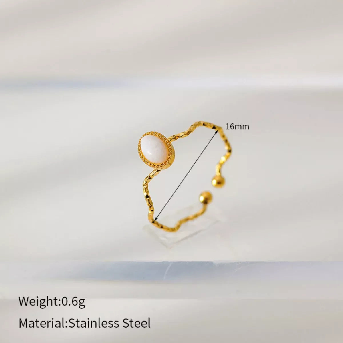 Coastal Wave Open Ring With 18K Gold Plating