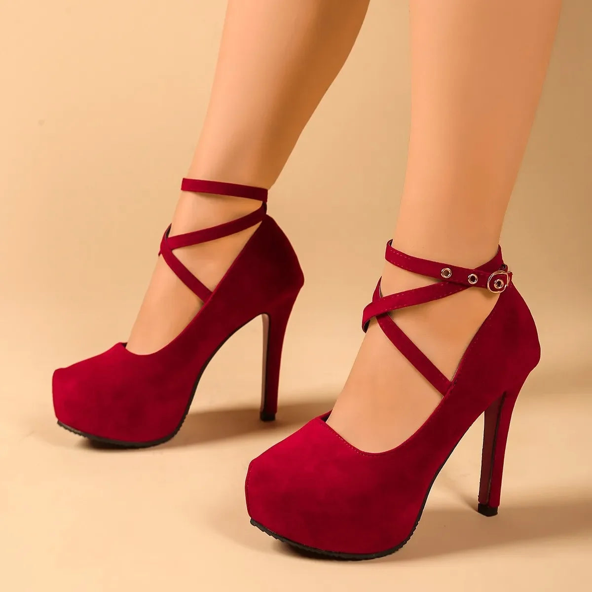 Elegant Ankle Strap High Heel Pumps Dressy - Southern Shores Clothing