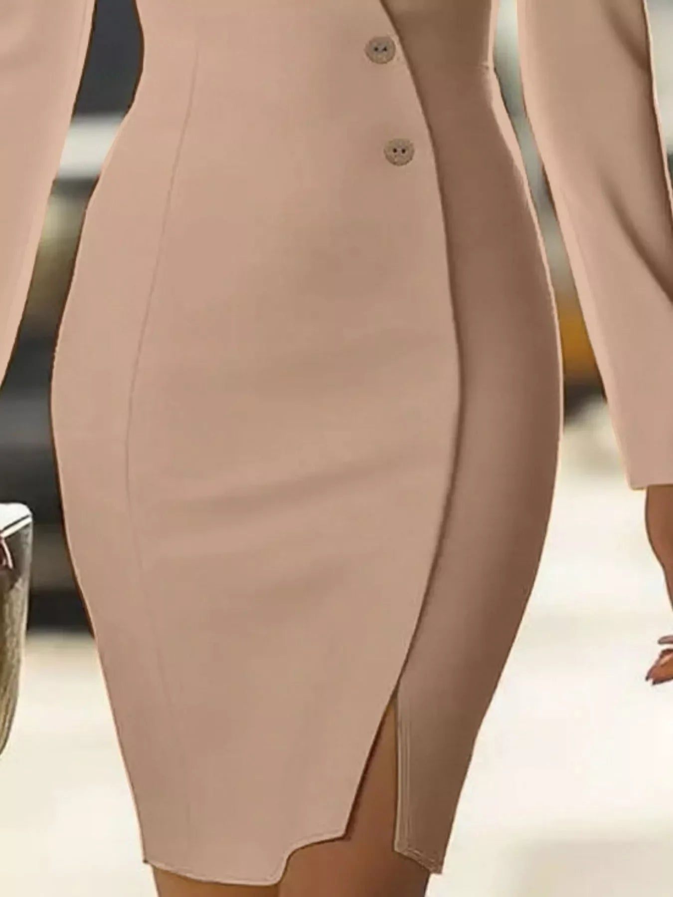 Long Sleeve Blazer Dress With Button Detail - Southern Shores Clothing